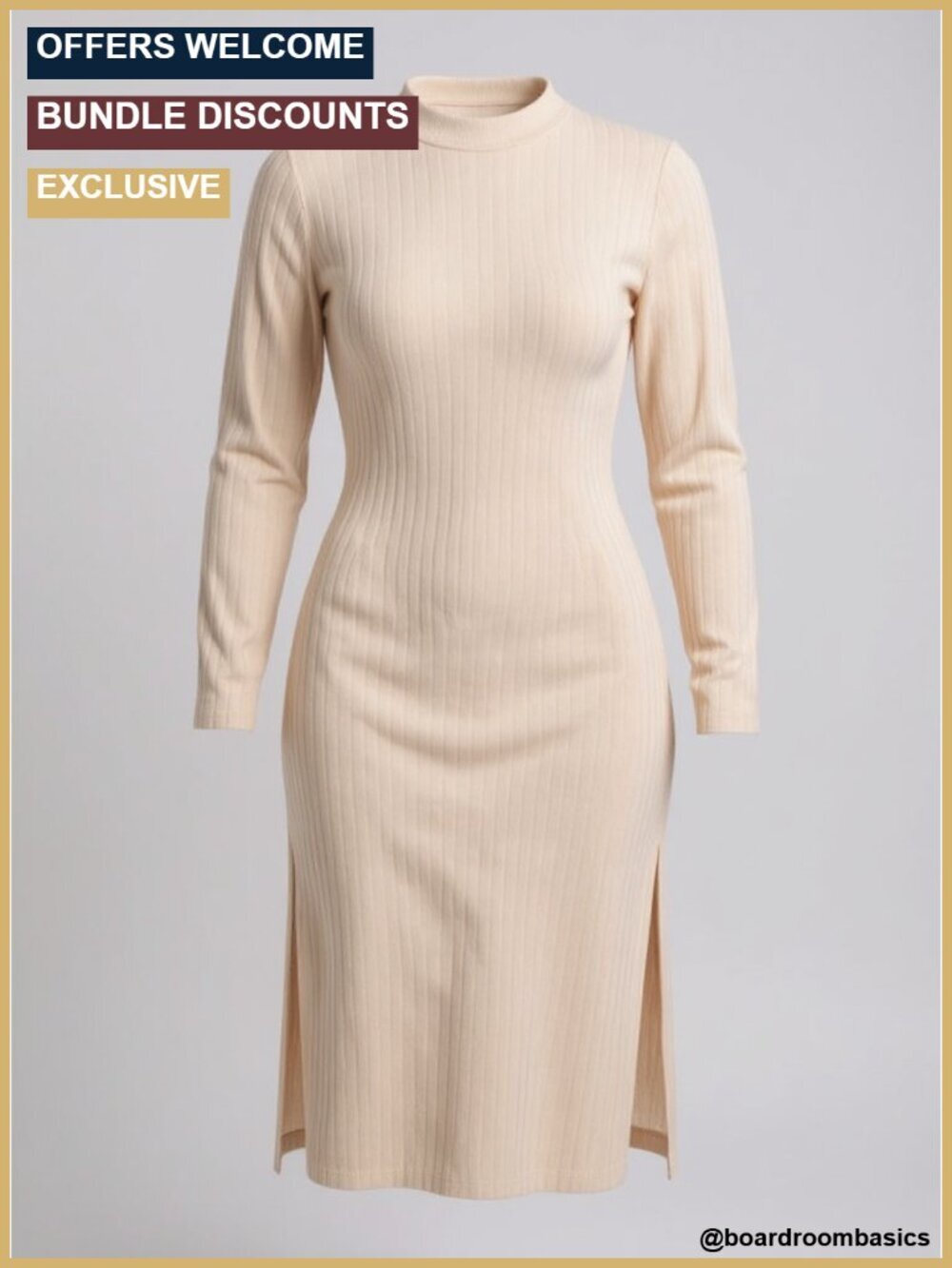 Knit Pencil Skirt Stretchy Side Slit Bodycon Midi